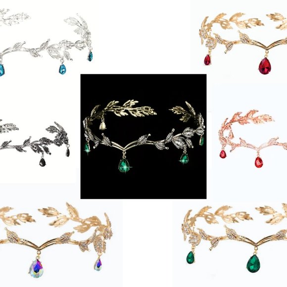 Fairy Crown, Elven Headband, Renaissance Faire Hair accessory, forehead tiara - Picture 13 of 13